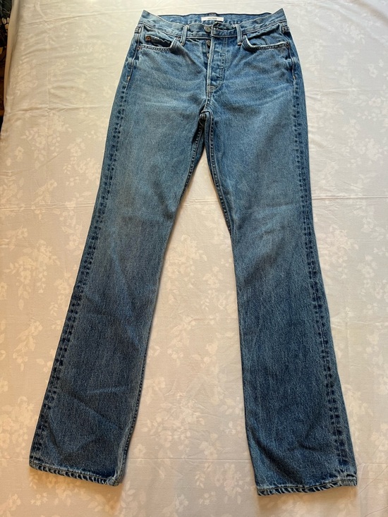 GRLFRND Denim - GRLFRND Denim Jeans in Light Blue with Tan Patch